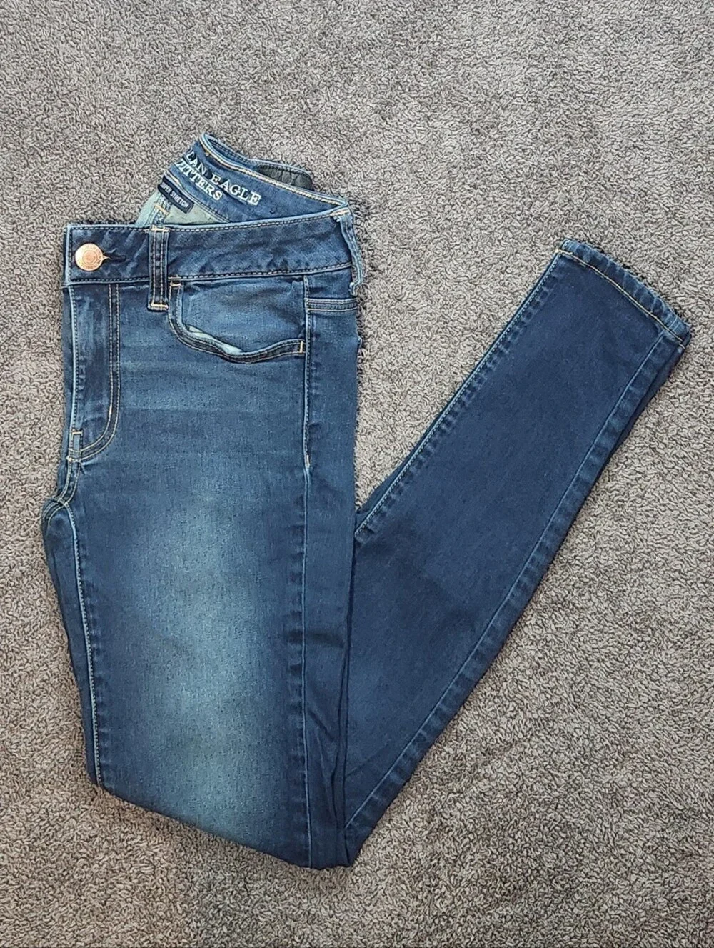 Dark Wash American Eagle Low-Rise Jeggings - Picture 1 of 16